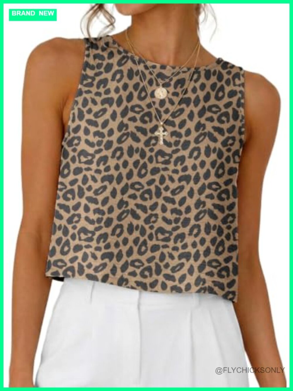 Womens Loose Fit Sleeveless Crop Tank Top Crew Neck Pull On